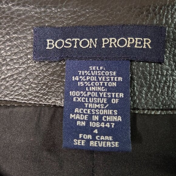 Boston Proper 4 Leather Trim Faux Fur Jacket Black Quiet Luxury Chic Edgy - Picture 7 of 12